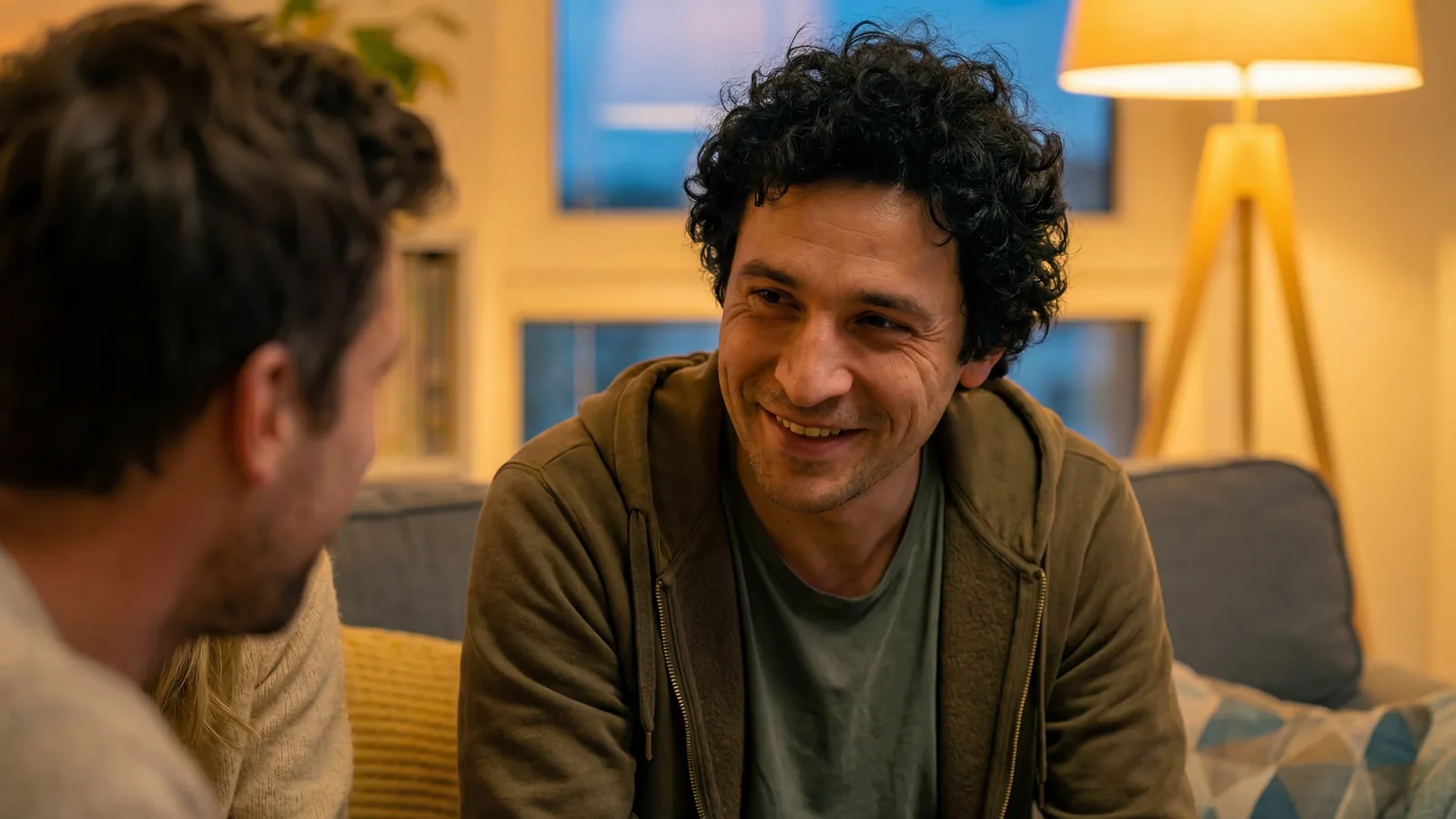 Close-up of a player smiling at the table