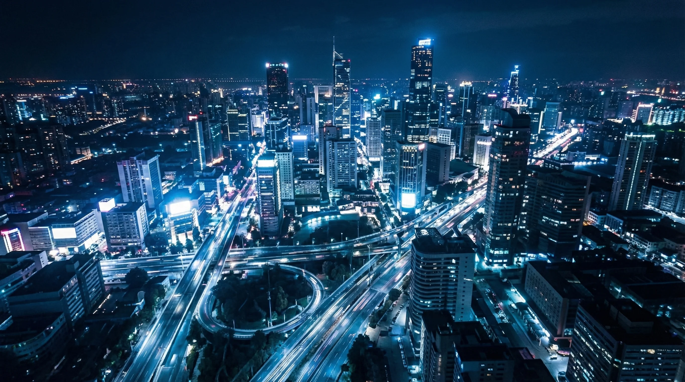 City skyline powered by hydroelectric energy